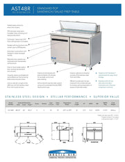 Arctic Air AST48R 48" Two Door Sandwich / Salad Prep Refrigerator - Donut-Supplies.Com