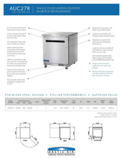 Arctic Air AUC27R 27" Under-counter Refrigerator - Donut-Supplies.Com