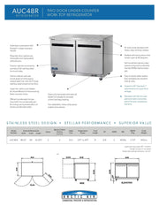 Arctic Air AUC48R 48" Undercounter Refrigerator - Donut-Supplies.Com