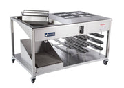 Avalon (HI24G24) "24 x24" Heated Icing with a 24" x 24" Glazer (Not Heated), built into a Stainless Prep Table with Pan slides and Screen Drain - Donut-Supplies.Com