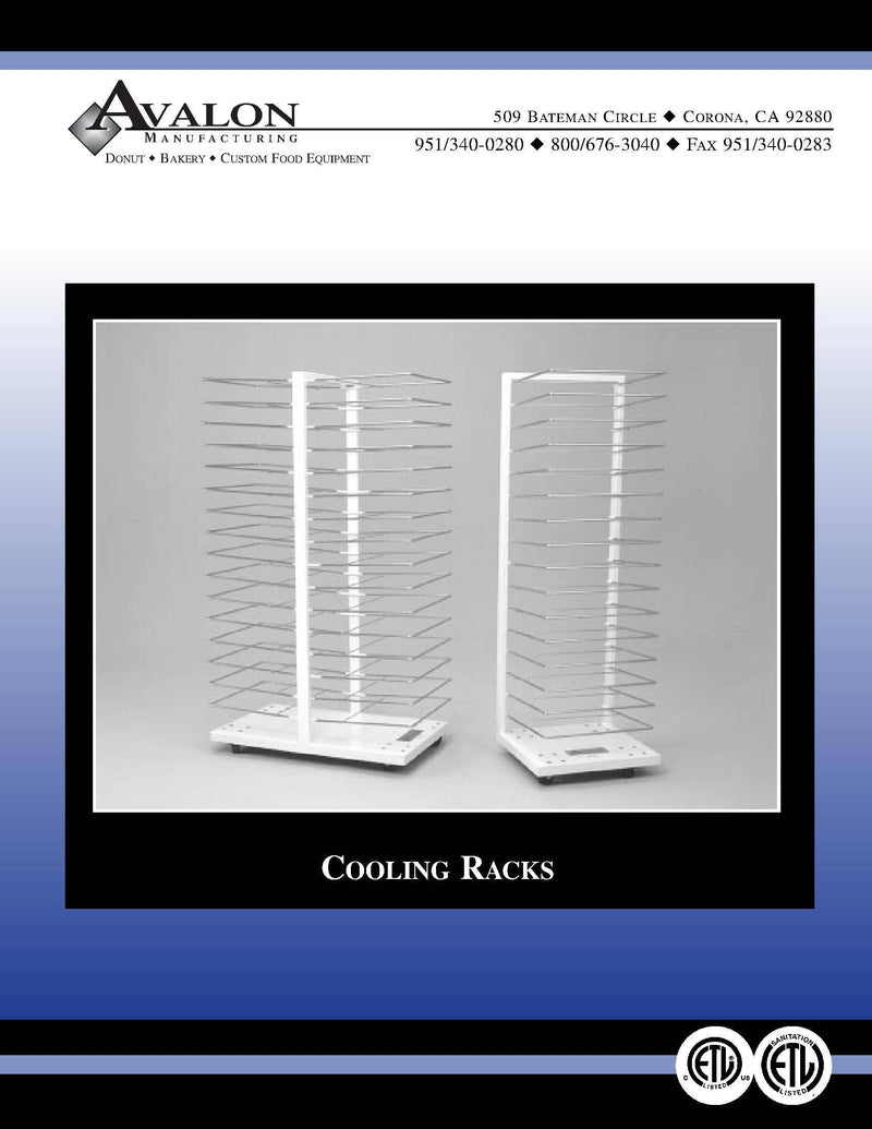 Avalon ACR16-S Stainless Steel Cooling Rack With 16 Slides 1/2 Racks On 3" Casters - Donut-Supplies.Com