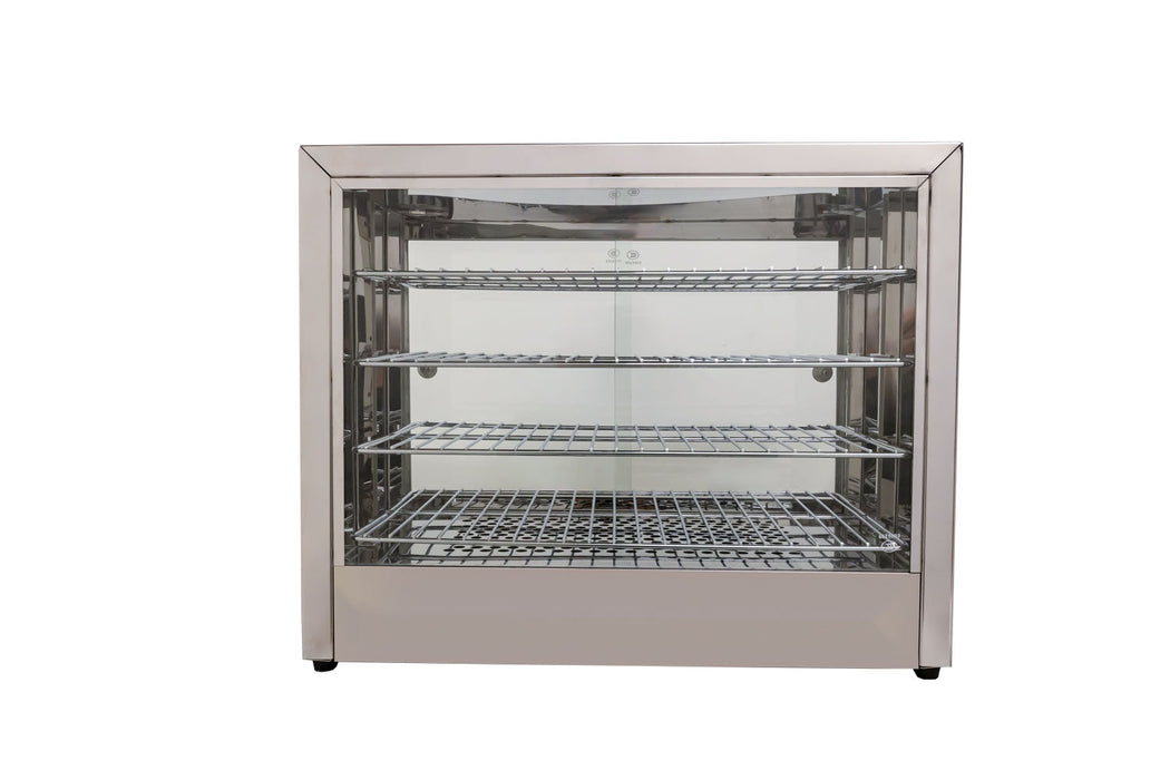 Omcan 25″ Countertop Display Warmer – 4-Shelf Full-Service Heated Merchandiser Display Case with Rear Access Doors