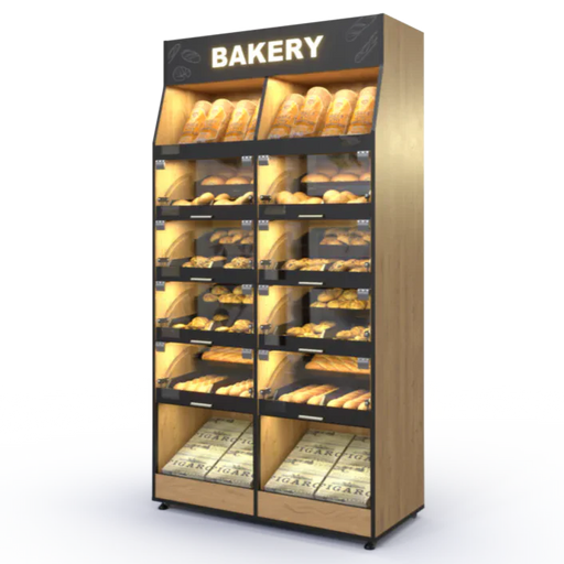Palram Bakery Backwall Display Case with Upper & Lower Open Storage Compartments – 40"W x 78"H x 20"D - Donut-Equipment.com