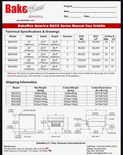 BakeMax America BACG Series Manual Gas Griddle (5 sizes) - Donut-Supplies.Com