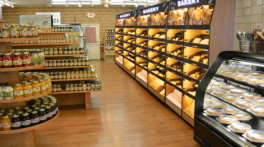 Palram Bakery Backwall Gondola Display System (3-Unit Set) with Open Compartments & Storage – 120"W Total (3 × 40"W x 78"H x 20"D, Up to 72 SKU Capacity) - Donut-Equipment.com