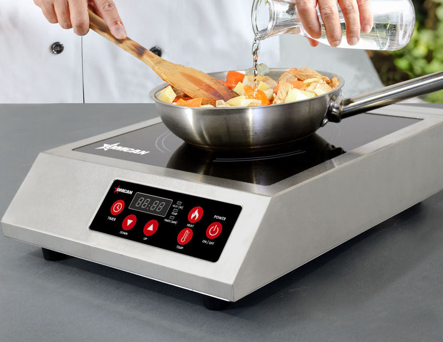 Omcan 1.8 kW Stainless Steel Commercial Countertop Induction Cooker – High-Efficiency Electric Induction Cooktop for Restaurants, Catering & Foodservice Kitchens