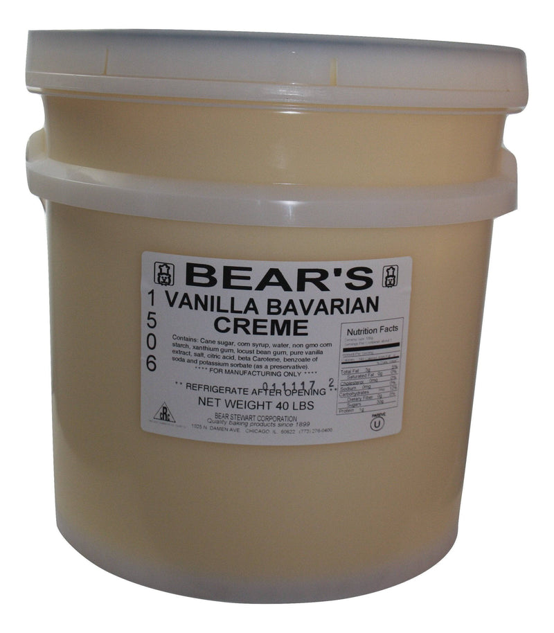 Bear Stewart Vanilla Bavarian Creme Pastry, Pie and Cake Filling- 40 Pound Pail - Donut-Supplies.Com