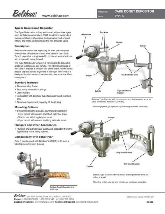 Belshaw Type N Depositor with Hopper - Donut-Supplies.Com