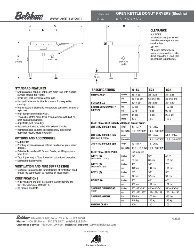 Belshaw 624 Donut Fryer 24" X 24" (Electric) - Donut-Supplies.Com