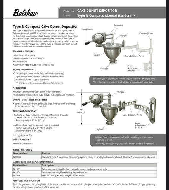 616B Cut-N-Fry for Donuts - Includes Depositor, Plunger, Cylinder, Mount, and Fryer