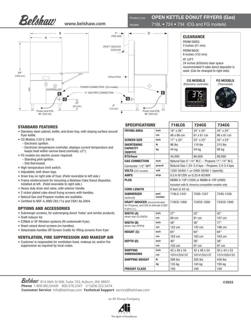 724CG Donut Fryer (Natural Gas, Electronic Controller, 120V) - Donut-Supplies.Com