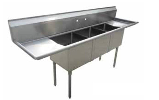 Bevles 3 compartment sink with side boards - Donut-Supplies.Com