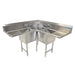 BK Resources Stainless Steel 3 Compartment Corner Sink w/ Dual 18" Drainboards – 18"L x 18"W x 14"D Bowls - Donut-Equipment.com