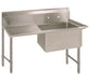BK Resources Stainless Steel 1 Compartment Sink w/ 10" Riser & Left Drainboard – 20"L x 16"W x 14"D Bowl - Donut-Equipment.com