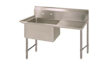 BK Resources Stainless Steel 1 Compartment Sink w/ 10" Riser & Right Drainboard – 20"L x 16"W x 14"D Bowl - Donut-Equipment.com