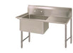 BK Resources Stainless Steel 1 Compartment Sink w/ 10" Riser & Right Drainboard – 24"L x 24"W x 14"D Bowl - Donut-Equipment.com