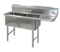 BK Resources Stainless Steel 2 Compartment Sink w/ 10" Riser & Right Drainboard – 18"L x 18"W x 14"D Bowls - Donut-Equipment.com