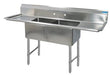BK Resources Stainless Steel 2 Compartment Sink w/ 10" Riser & Drainboards – 24"L x 24"W x 14"D Bowls - Donut-Equipment.com