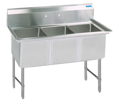 BK Resources Stainless Steel 3 Compartment Sink w/ 10" Riser – 20"L x 16"W x 14"D Bowls - Donut-Equipment.com