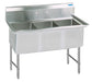 BK Resources Stainless Steel 3 Compartment Sink w/ 10" Riser – 18"L x 18"W x 14"D Bowls - Donut-Equipment.com
