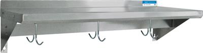 BK Resources 16" x 72" Stainless Steel T-430 18 Gauge Wall Shelf with Pot Rack - Donut-Equipment.com