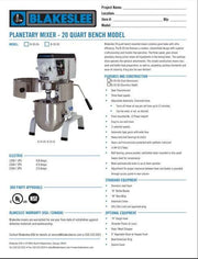 20 Quart Blakeslee Food MIxer Bench Model B-20-CA - Donut-Supplies.Com