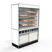 Jahabow Bakery White Wall Display Case 58.5"L x 24"D x 83.5"H – Aluminum, Tempered Glass, w/ 4 Shelves, Non-Refrigerated - Donut-Supplies.Com