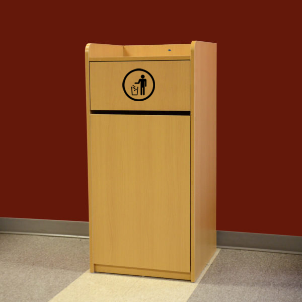 Omcan Trash Receptacle for 36 Gallon Bin – Natural Wood Commercial Waste Bin Enclosure, Durable Foodservice Use