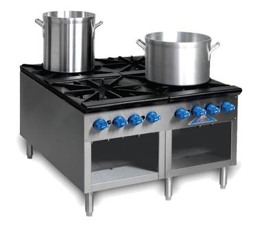 Comstock-Castle 2CSP36 36" Gas Stock Pot Range, Cabinet Base, Cast Iron Grates, Stainless Steel Construction, 440,000 BTU - Donut-Supplies.Com