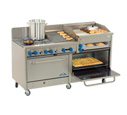 Comstock-Castle 2F330-2RB-24B 72" Gas Restaurant Range, 4 Open Burners, 24" Radiant Broiler, 24" Charbroiler, 2 Standard Ovens, Stainless Steel Front, 236,000 BTU - Donut-Supplies.Com