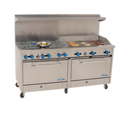 Comstock-Castle 2F330-36 72" Gas Restaurant Range, 6 Open Burners, 36" Griddle, 2 Standard Ovens, Stainless Steel Front, 294,000 BTU - Donut-Supplies.Com