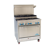 Comstock-Castle 2FSU330 72" Gas Step-Up Restaurant Range, 12 Step-Up Open Burners, 2 Standard Ovens, Stainless Steel Front, 358,000 BTU - Donut-Supplies.Com
