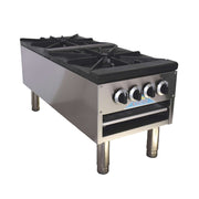 Comstock-Castle CCSP2-160K 18" Gas Stock Pot Range, 2 Double Burners, Cabinet Base, 160,000 BTU, Stainless Steel Front - Donut-Supplies.Com