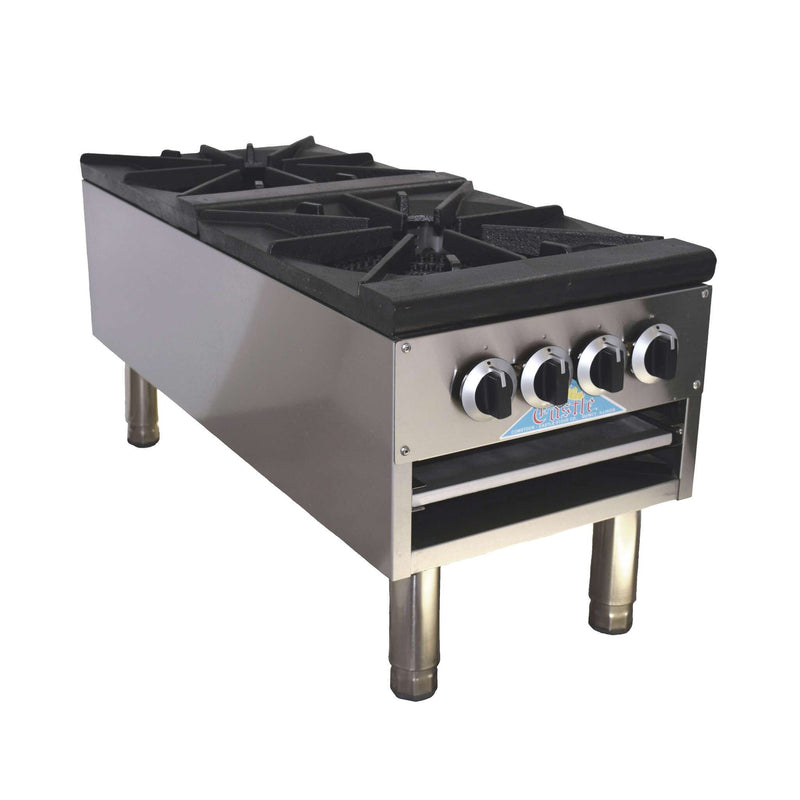 Comstock-Castle CCSP2-160K 18" Gas Stock Pot Range, 2 Double Burners, Cabinet Base, 160,000 BTU, Stainless Steel Front - Donut-Supplies.Com