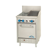 Comstock-Castle F318-1RB 24" Gas Restaurant Range, 2 Open Burners, 12" Radiant Broiler, Single Standard Oven, Stainless Steel Front, 98,000 BTU - Donut-Supplies.Com