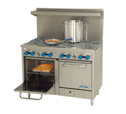 Comstock-Castle F3218 48" Gas Restaurant Range, 8 Open Burners, 2 Standard Ovens, Stainless Steel Front, 264,000 BTU - Donut-Supplies.Com