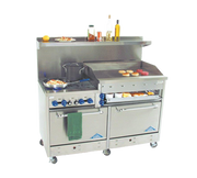 Comstock-Castle F3226-36B 60" Gas Restaurant Range, 4 Open Burners, 36" Charbroiler, 2 Standard Ovens, Stainless Steel Front, 216,000 BTU - Donut-Supplies.Com