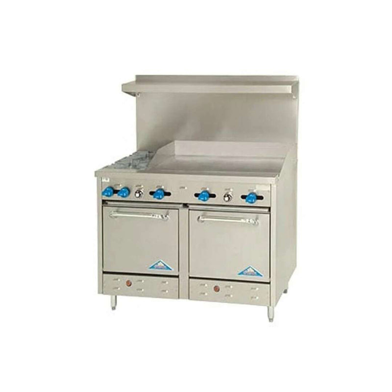 Comstock-Castle F3226-48 60" Gas Restaurant Range, 2 Open Burners, 48" Griddle, 2 Standard Ovens, Stainless Steel Front, 210,000 BTU - Donut-Supplies.Com