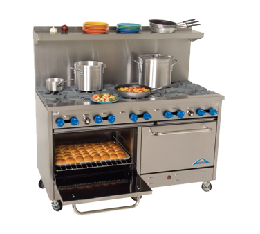Comstock-Castle F3226 60" Gas Restaurant Range, 10 Open Burners, 2 Standard Ovens, Stainless Steel Front, 330,000 BTU - Donut-Supplies.Com