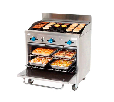 Comstock-Castle F330-3RB 36" Gas Restaurant Range, 36" Radiant Broiler, Single Standard Oven, Stainless Steel Front, 105,000 BTU - Donut-Supplies.Com