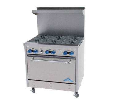 Comstock-Castle F330 36" Gas Restaurant Range, 6 Open Burners, Single Standard Oven, Stainless Steel Front, 192,000 BTU - Donut-Supplies.Com