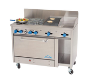 Comstock-Castle F3430-12-2RB 48" Gas Restaurant Range, 2 Open Burners, 12" Griddle, 24" Charbroiler, Single Standard Oven, Stainless Steel Front, 148,000 BTU - Donut-Supplies.Com