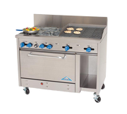 Comstock-Castle F3430-1RB 48" Gas Restaurant Range, 6 Open Burners, 12" Charbroiler, Single Standard Oven, Stainless Steel Front, 199,000 BTU - Donut-Supplies.Com