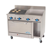 Comstock-Castle F3430-24-2RB 48" Gas Restaurant Range, 24" Griddle, 24" Charbroiler, Single Standard Oven, Stainless Steel Front, 120,000 BTU - Donut-Supplies.Com