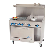 Comstock-Castle F3430-24 48" Gas Restaurant Range, 4 Open Burners, 24" Griddle, Single Standard Oven, Stainless Steel Front, 186,000 BTU - Donut-Supplies.Com