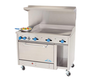 Comstock-Castle F3430-48 48" Gas Restaurant Range, 48" Manual Griddle, Single Standard Oven, Stainless Steel Front, 126,000 BTU - Donut-Supplies.Com