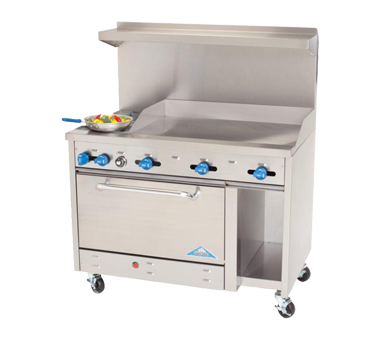 Comstock-Castle F3430-48 48" Gas Restaurant Range, 48" Manual Griddle, Single Standard Oven, Stainless Steel Front, 126,000 BTU - Donut-Supplies.Com