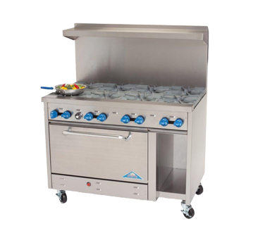 Comstock-Castle F3430 48" Gas Restaurant Range, 8 Open Burners, Single Standard Oven, Stainless Steel Front, 246,000 BTU - Donut-Supplies.Com