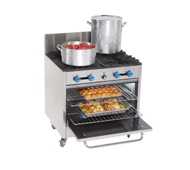 Comstock-Castle FK430-1.5RB 36" Gas Restaurant Range, 2 Open Burners, 18" Charbroiler, Single Standard Oven, Stainless Steel Front, 80,000 BTU - Donut-Supplies.Com