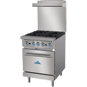 Comstock-Castle R4 24" Gas Restaurant Range, 4 Open Burners, Double Standard Oven, Stainless Steel Front, 150,000 BTU - Donut-Supplies.Com